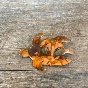 Vintage Tortoiseshell Sea Turtle Brooch Coastal Y2K Resin Statement Pin